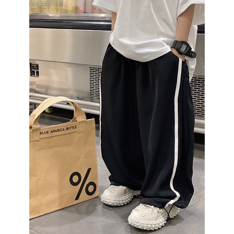 ORDER-Quần Thể Thao Kẻ Sọc Ống Quần Có Dây Rúi Phong Cách Cho Bé Trai