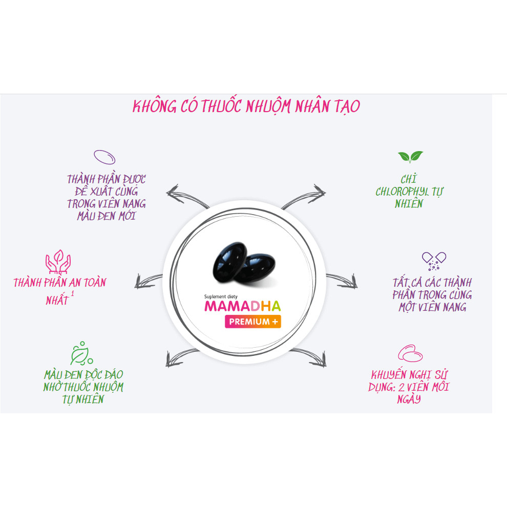 DHA cho mẹ bầu dễ hấp thu hàm lượng cao 400mg MamaDHA Premium+ 60 viên