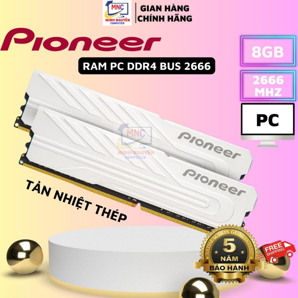 Ram DDR4 8GB/16GB Bus 2666MHz Pioneer dùng cho máy tính PC, Tản nhiệt thép, mới 100%, Chính Hãng - Bảo hành 5 năm