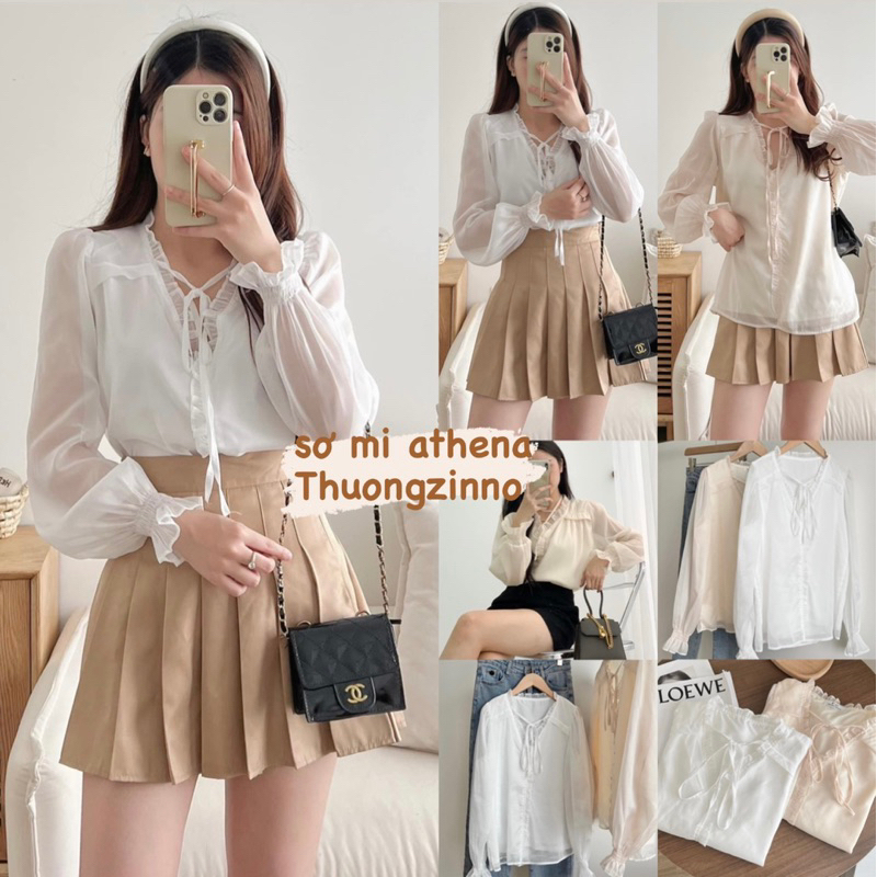 Áo sơ mi tơ tay bèo 001 điệu đà hàn quốc
