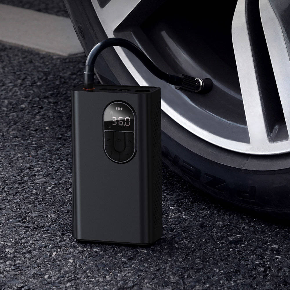 Máy bơm lốp ô tô xe máy Baseus mini dùng pin 2500mAh 54W màu đen dùng được xe máy bóng đá