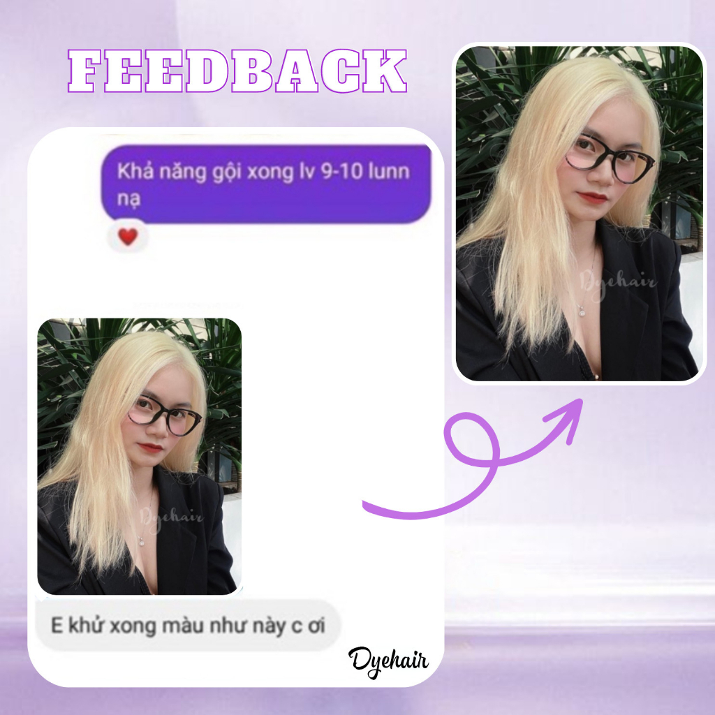 Dầu gội tím khử vàng DYE HAIR GIỮ MÀU & KHỬ VÀNG 50ML