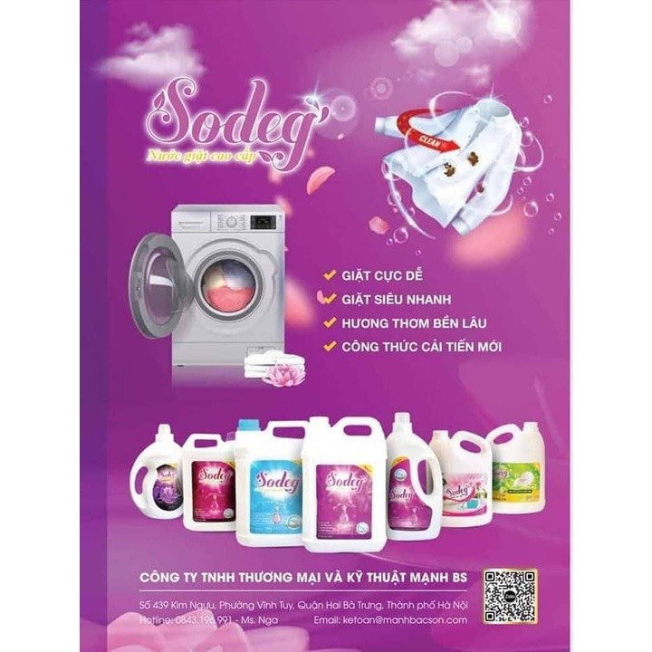 Nước Giặt Xả 𝐒𝐎𝐃𝐄𝐆 Hương VALINA, Nước Giặt 𝐒𝐎𝐃𝐄𝐆, Không Hoá Chất, An Toàn Cho Da, Tẩy Siêu Sạch [ Công nghệ Nhật Bản]