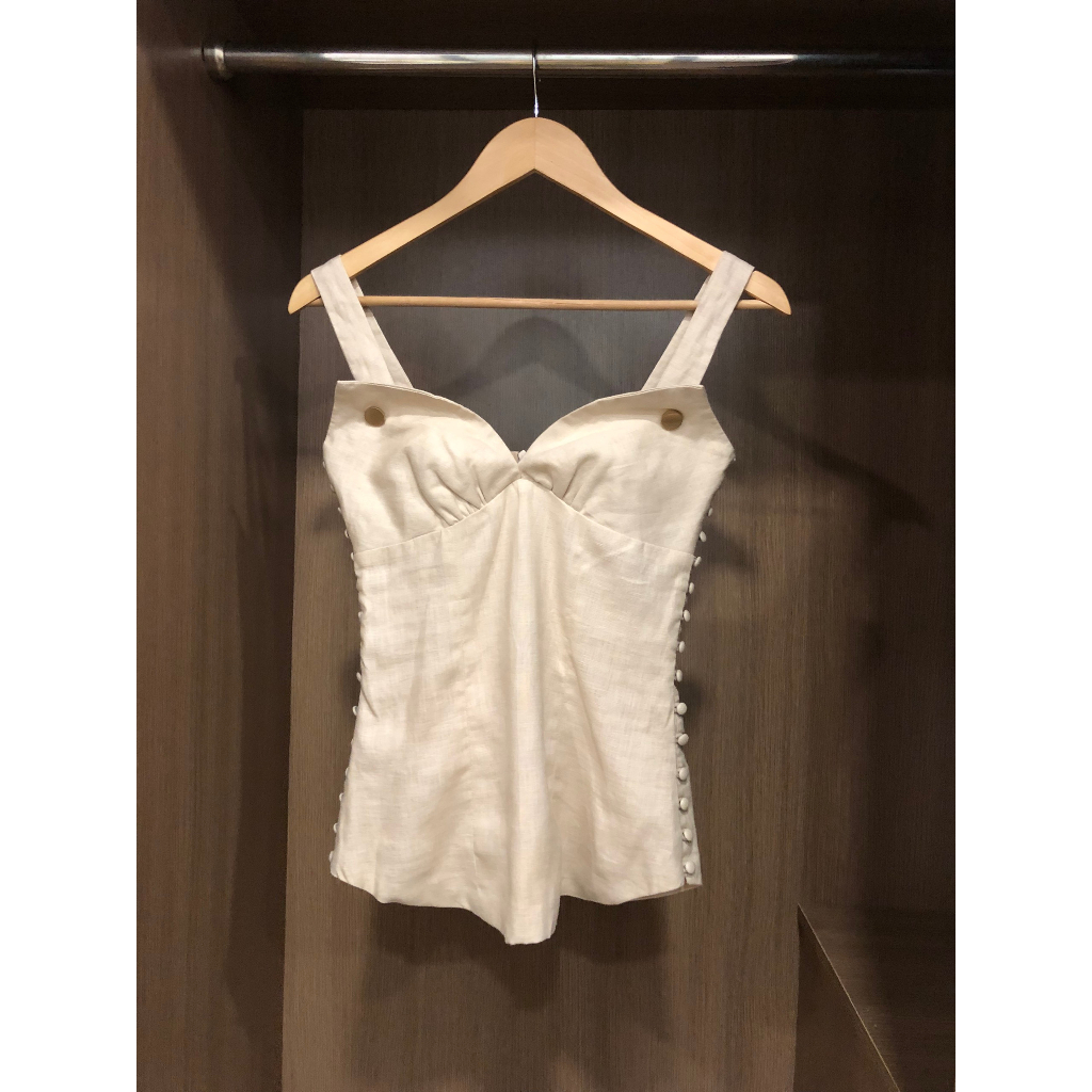 Áo Linen Elpis "họa tiết đính nút" - màu kem