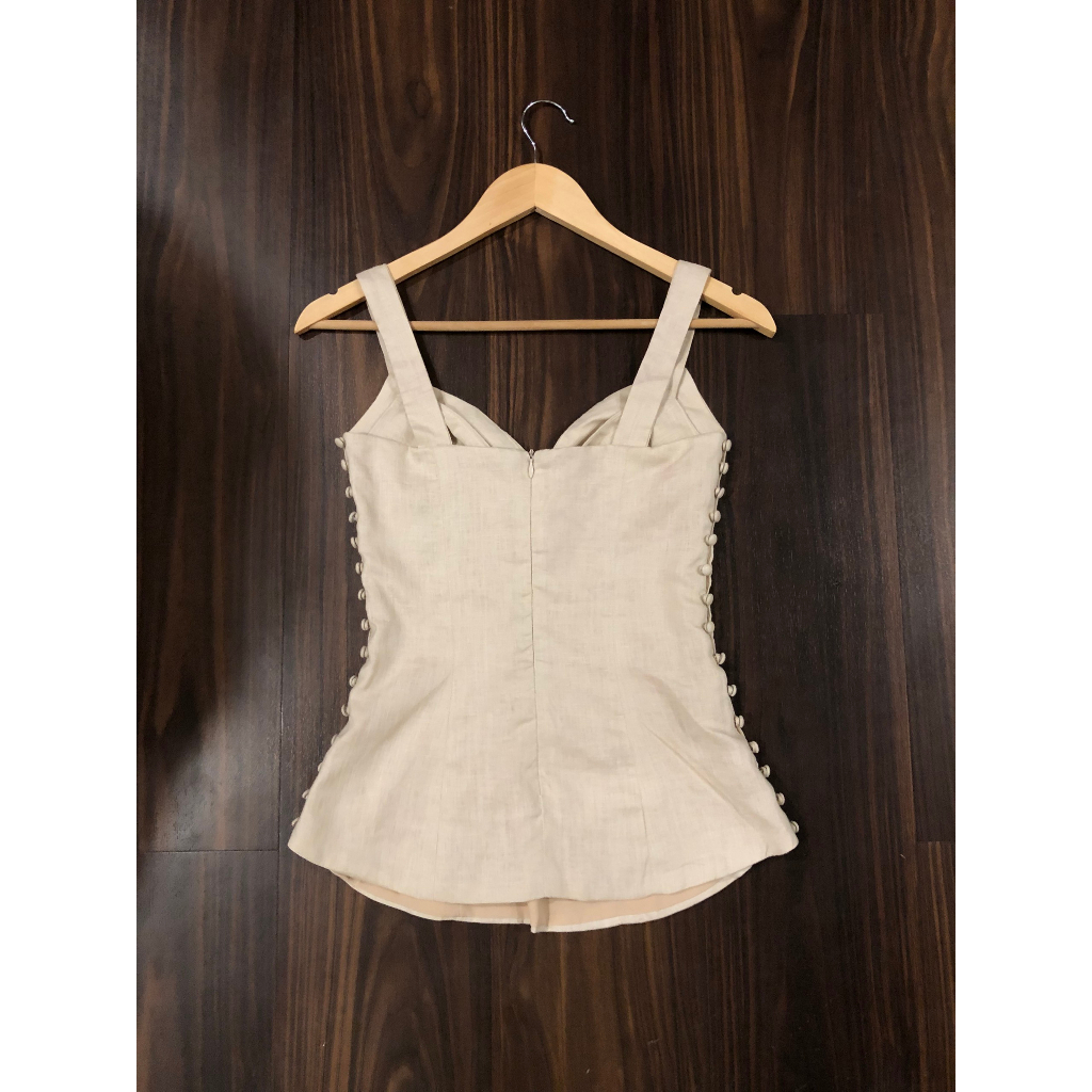 Áo Linen Elpis "họa tiết đính nút" - màu kem