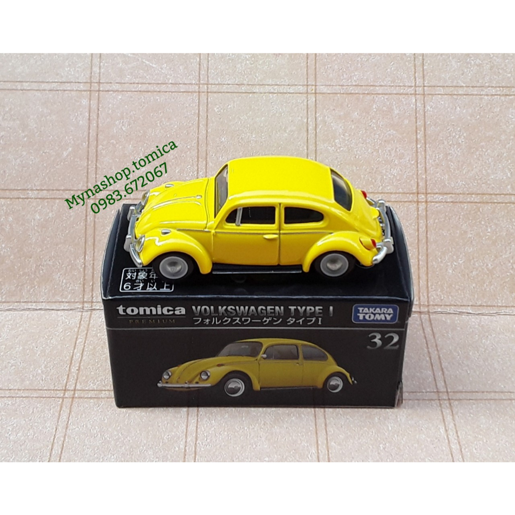 Đồ chơi mô hình tĩnh xe tomica premium, No.32 Volkswagen Type I (vàng)