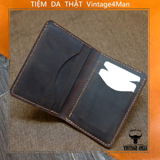 Ví Da Bò Sáp Ngựa Điên Vintage Handmade / Bóp da thật handmade BV1