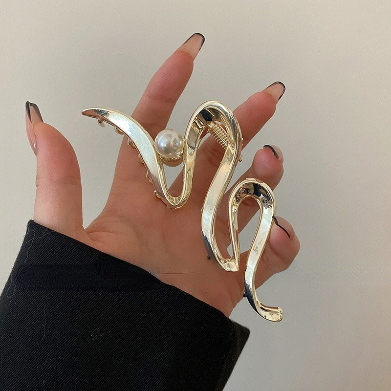 Kẹp tóc nữ Gợn Sóng Kim Loại thiết kế Sang Trọng Cao Cấp