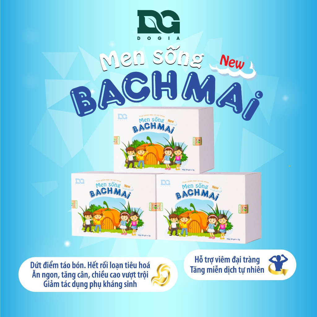 Combo 3 hộp Men sống bạch mai new Đỗ Gia men vi sinh cho bé hỗ trợ miễn dịch hộp 30 gói x 3g chính hãng