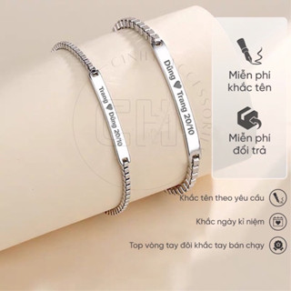 Vòng Tay Cặp Cinhy Accessories Lắc tay đôi nam nữ bạc 925 khắc tên theo yêu cầu phụ kiện thời trang nam nữ đẹp