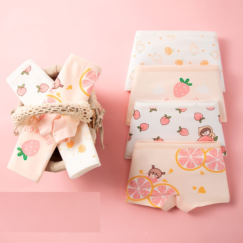 Set 4 Quần Chíp Đùi Cho Bé Gái Chất Liệu Cotton Cao Cấp Siêu Mềm Mát Hoạ Tiết Xinh Xắn Dễ Thương - 8008