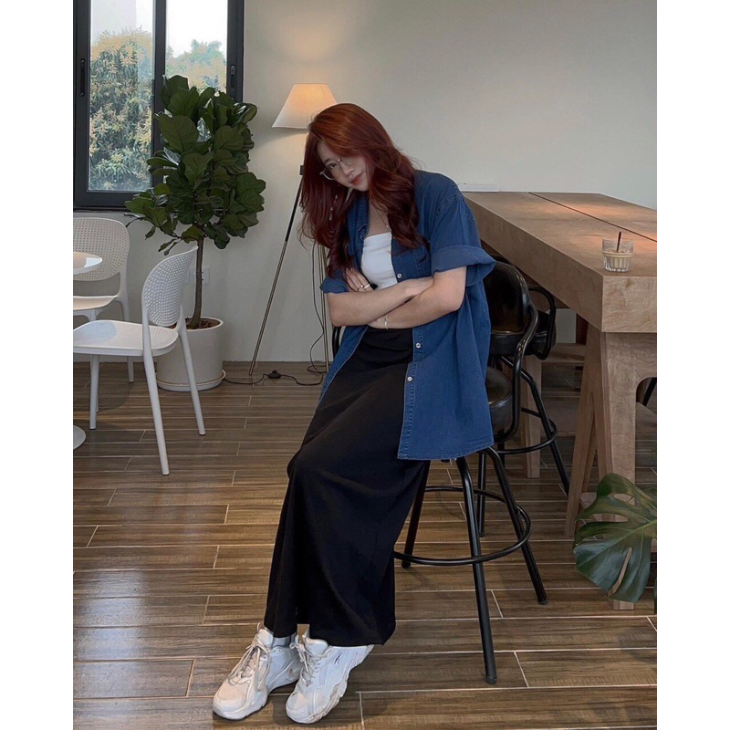 (SIÊU RẺ)Sơ mi demin cộc tay oversize 2 túi, sơ mi bò form rộng nam nữ ulzzang