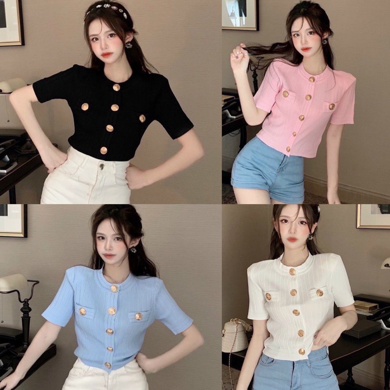 Áo Len Phối Khuy Đồng Sang Chảnh Hàng L1