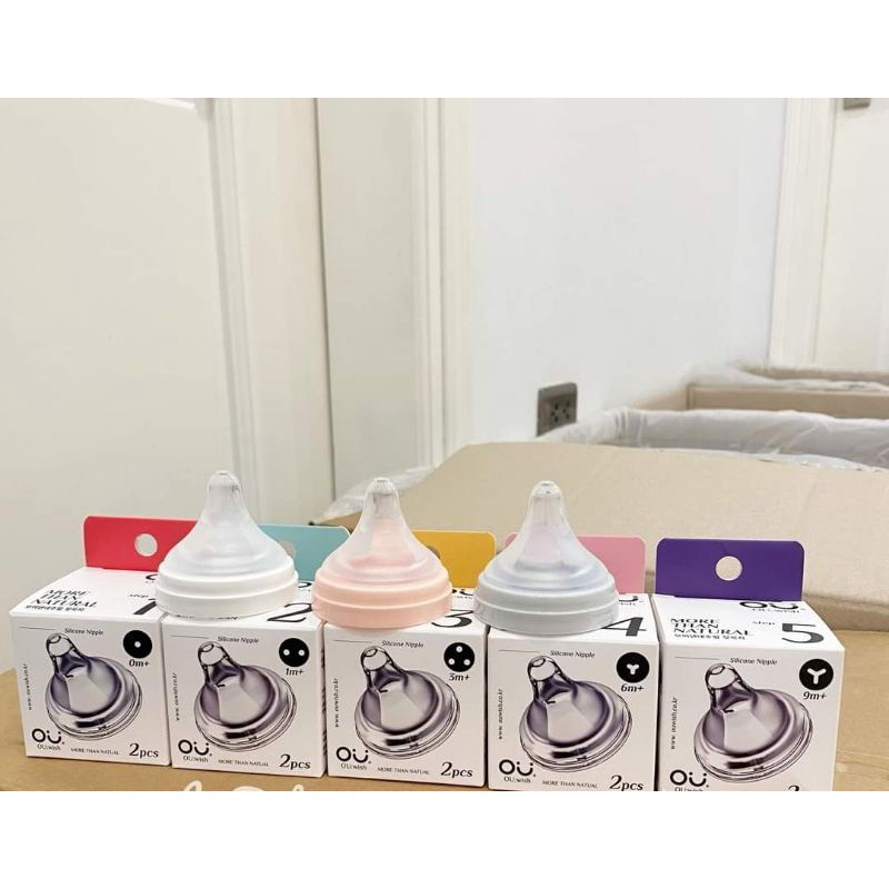 Núm ti bình OU:wish, size 1/ 2/ 3/ 4/ 5 Núm Ou thay thế bình Moyuum/ Pi/ Lans