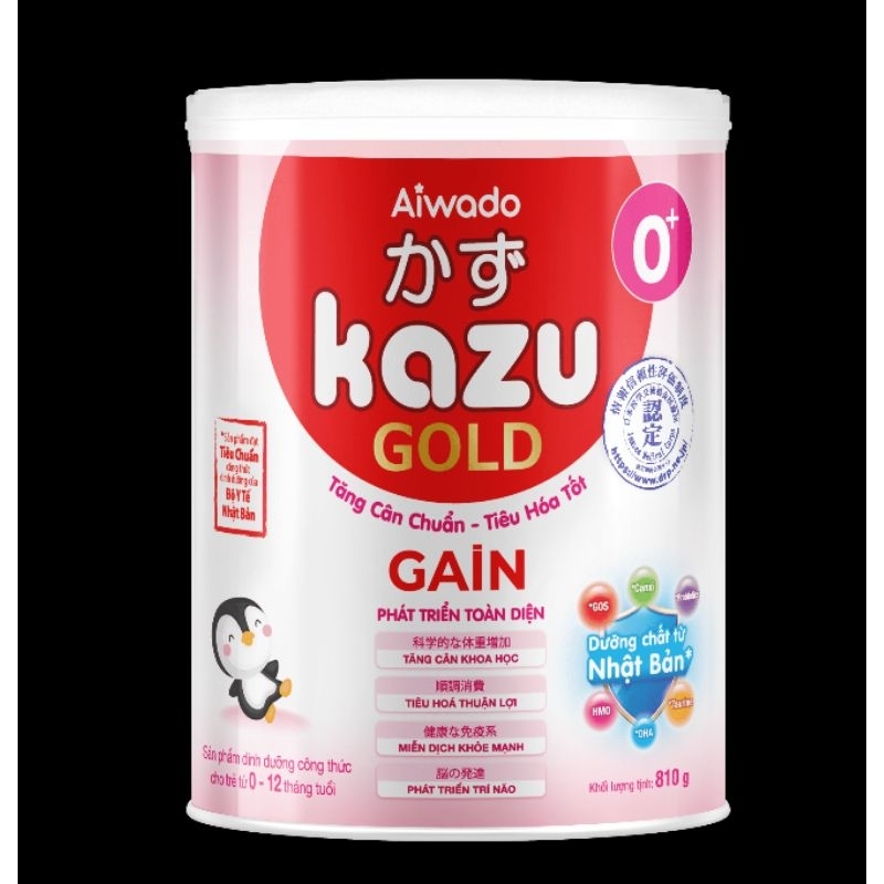 Sữa bột Aiwado Kazu Gain Gold 0+ 810g (0-12 tháng)