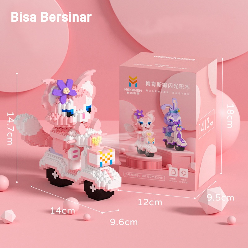 Le_go Nano 3D Phi Hành Gia Mèo Và Thỏ Có Đèn Led Phát Sáng - Mô Hình Lắp Ráp Vũ Trụ