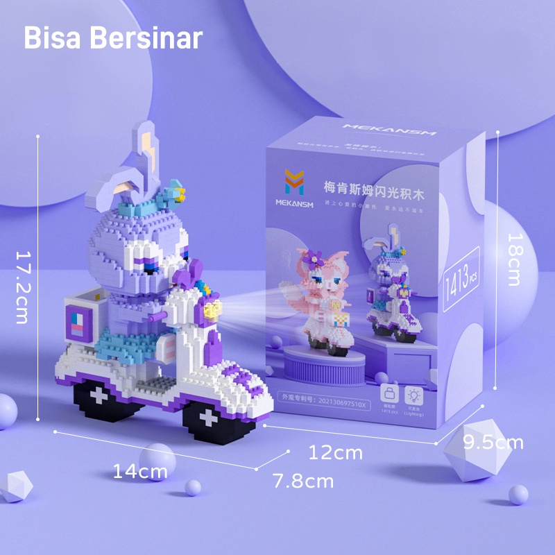 Le_go Nano 3D Phi Hành Gia Mèo Và Thỏ Có Đèn Led Phát Sáng - Mô Hình Lắp Ráp Vũ Trụ