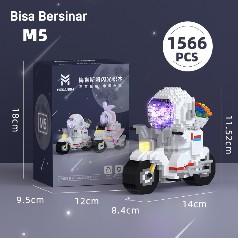 Le_go Nano 3D Phi Hành Gia Mèo Và Thỏ Có Đèn Led Phát Sáng - Mô Hình Lắp Ráp Vũ Trụ