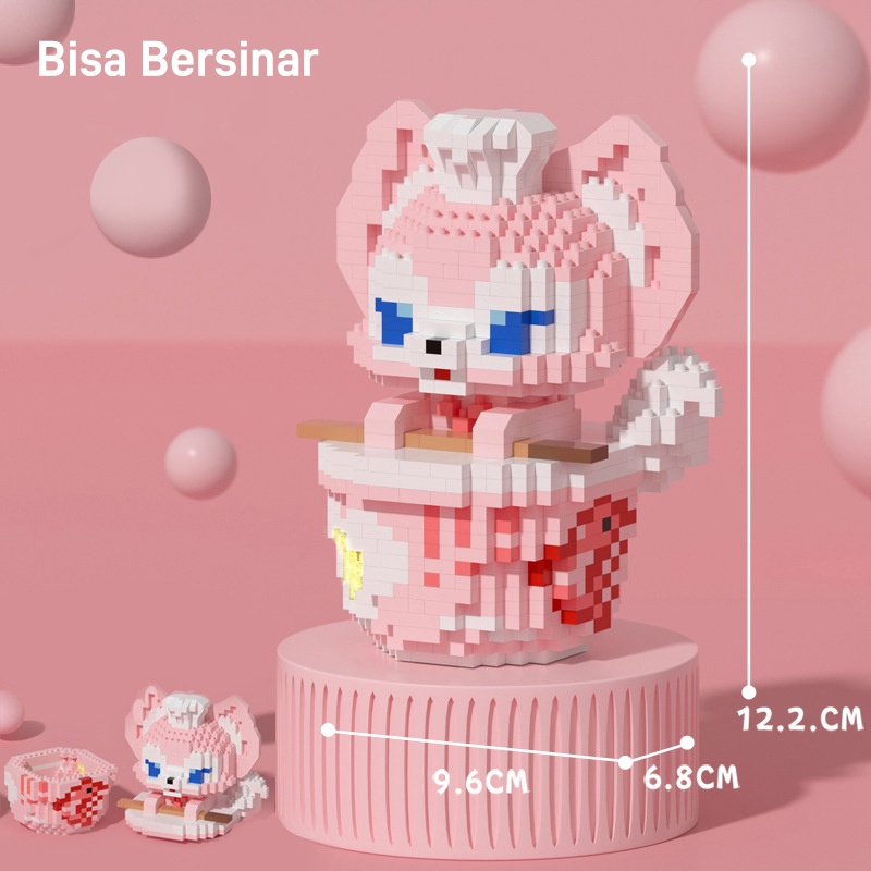 Le_go Nano 3D Phi Hành Gia Mèo Và Thỏ Có Đèn Led Phát Sáng - Mô Hình Lắp Ráp Vũ Trụ