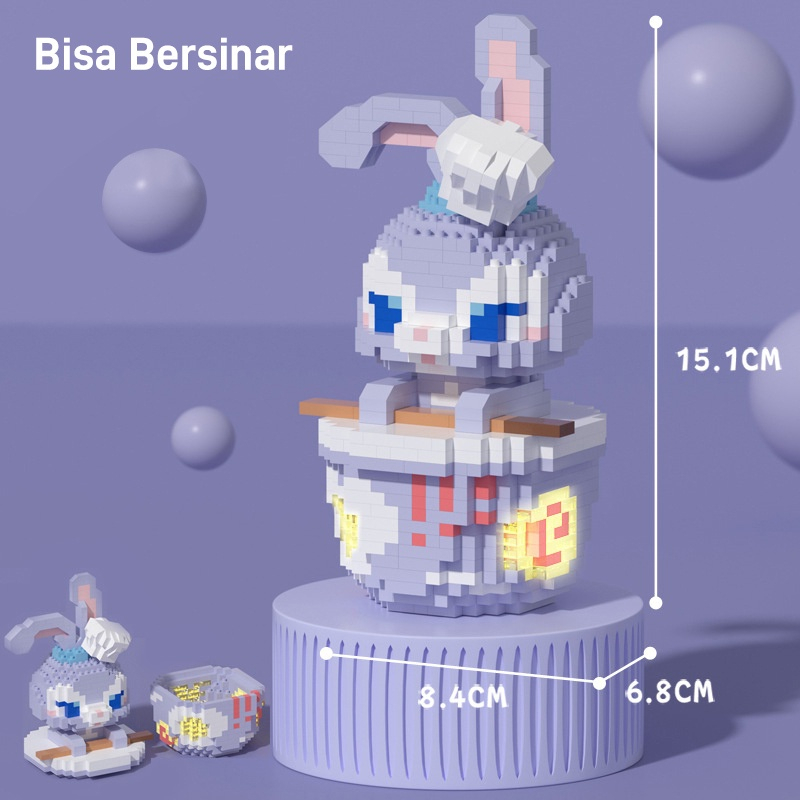 Le_go Nano 3D Phi Hành Gia Mèo Và Thỏ Có Đèn Led Phát Sáng - Mô Hình Lắp Ráp Vũ Trụ