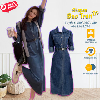 Đầm maxi demin kèm belt - Hàng mới mỗi ngày