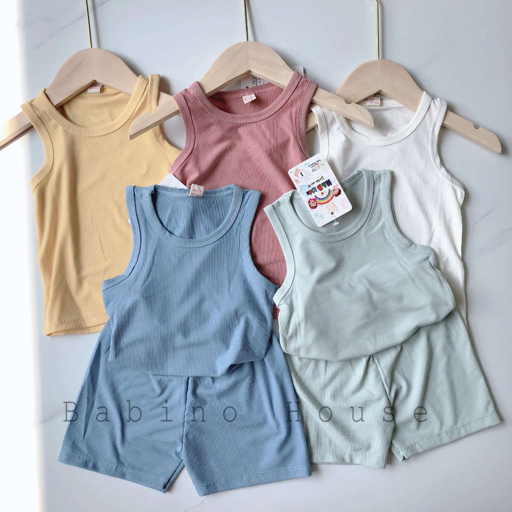 Bộ Ba Lỗ Bé Trai, Bé Gái Tăm Lạnh Siêu Mềm Cho Bé 6-15kg | Bộ Quần Áo Mùa Hè Cho Bé Từ 6 Tháng Đến 6 Tuổi (DB03)