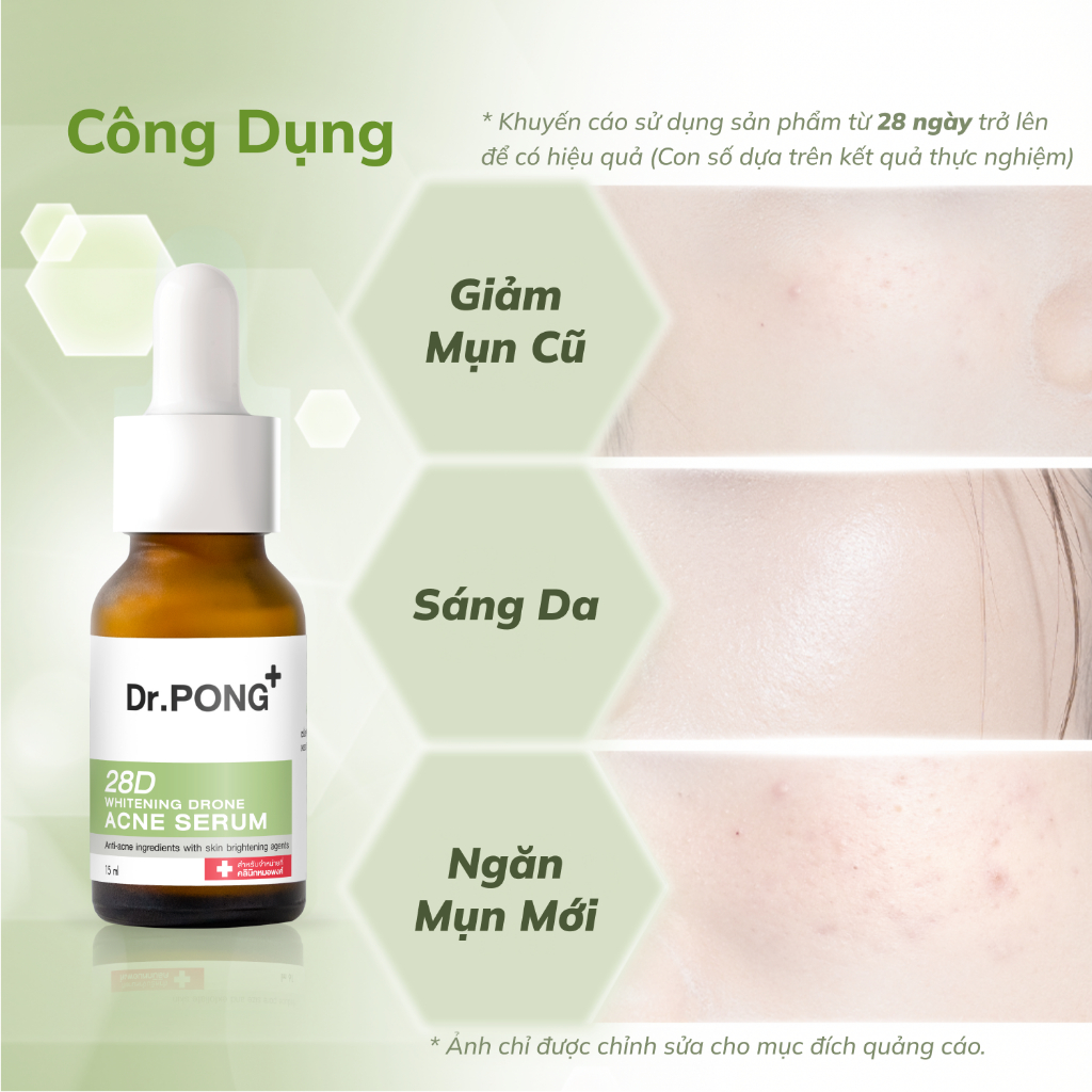 Serum giảm mụn, ngừa thâm mụn Dr.PONG 28D Whitening Drone Acne 15ml