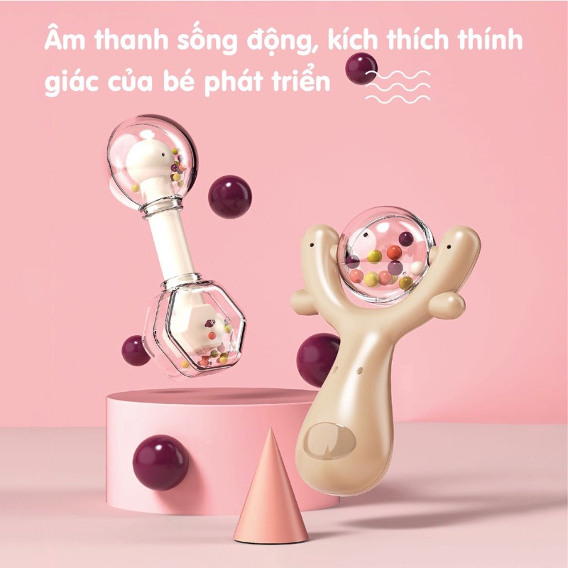 Bộ 10 món Đồ Gặm Nướu kiêm xúc sắc UMOON - Bộ lục lạc UMOO đèn nhạc