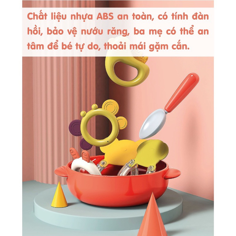 Bộ 10 món Đồ Gặm Nướu kiêm xúc sắc UMOON - Bộ lục lạc UMOO đèn nhạc