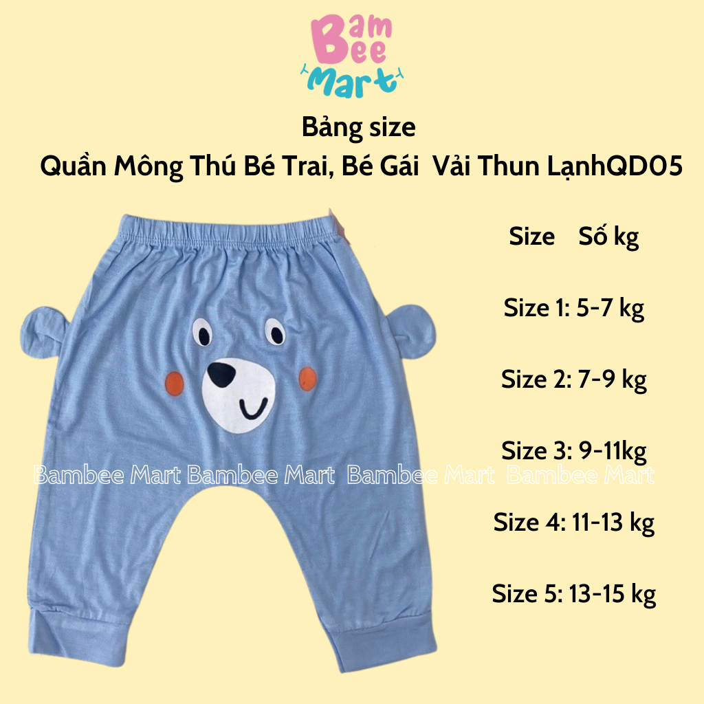 Quần Mông Thú Bé Trai, Bé Gái Vải Thun Lạnh In Động Vật, Quần Dài Trẻ Em Thu Đông QD05