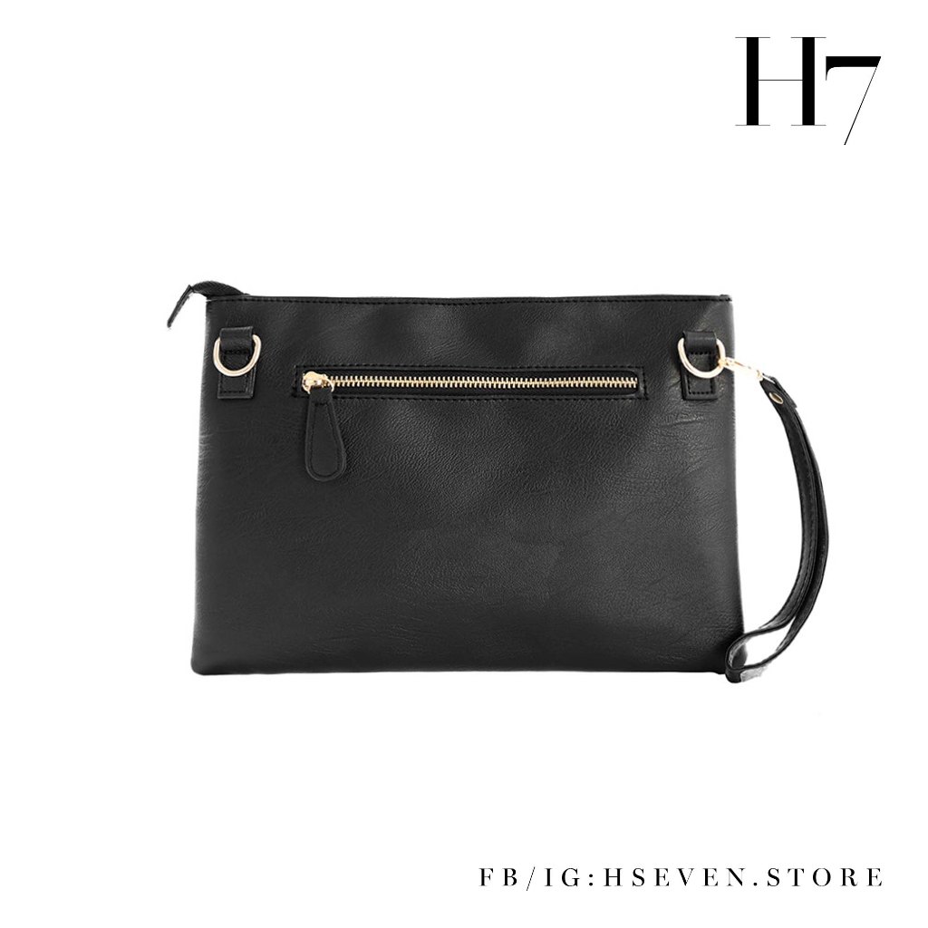 TÚI CẦM TAY NAM NỮ DA PU ĐEN VÂN DA CÁ SẤU KHOÁ KÉO VÀNG THỜI TRANG | BigBuy360 - bigbuy360.vn