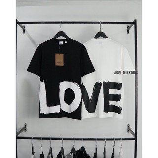 Áo thun tay lỡ Burberry nam nữ chữ LOVE 5D Áo phông đôi đẹp Burberry LOVE phong cách Luxury đen trắng vải cotton
