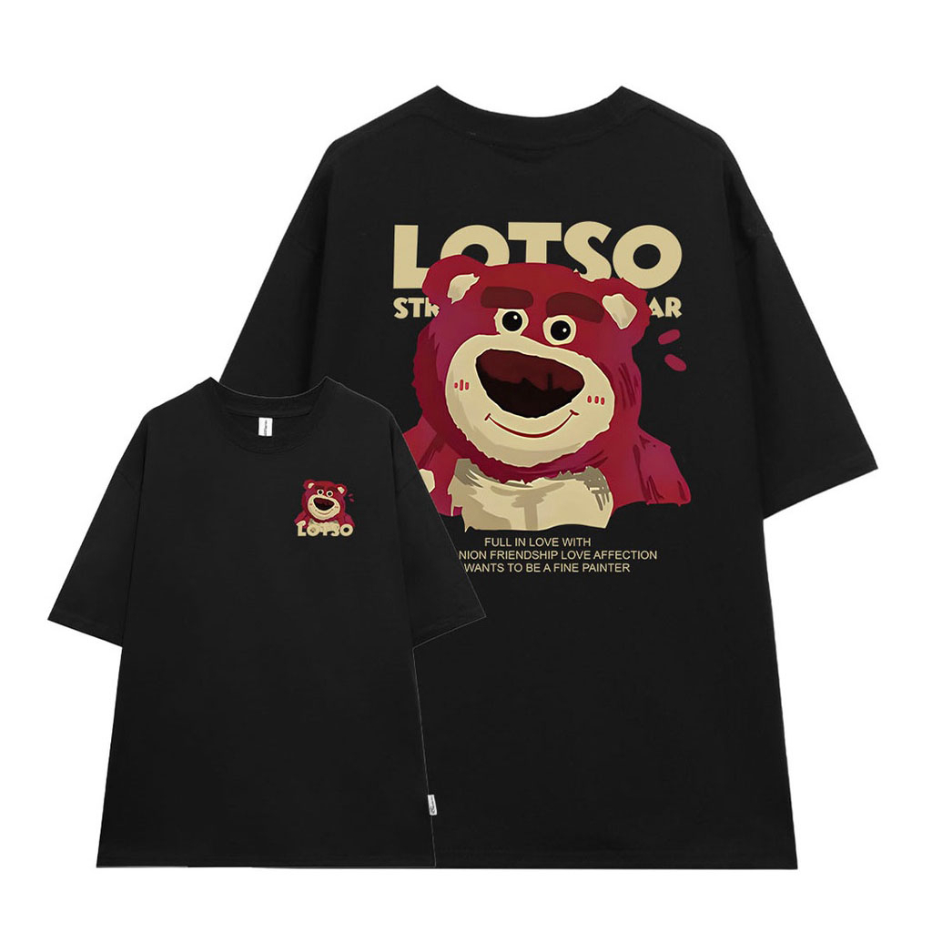 Áo thun gấu lotso form rộng chất vải cotton in nổi nam nữ unisex