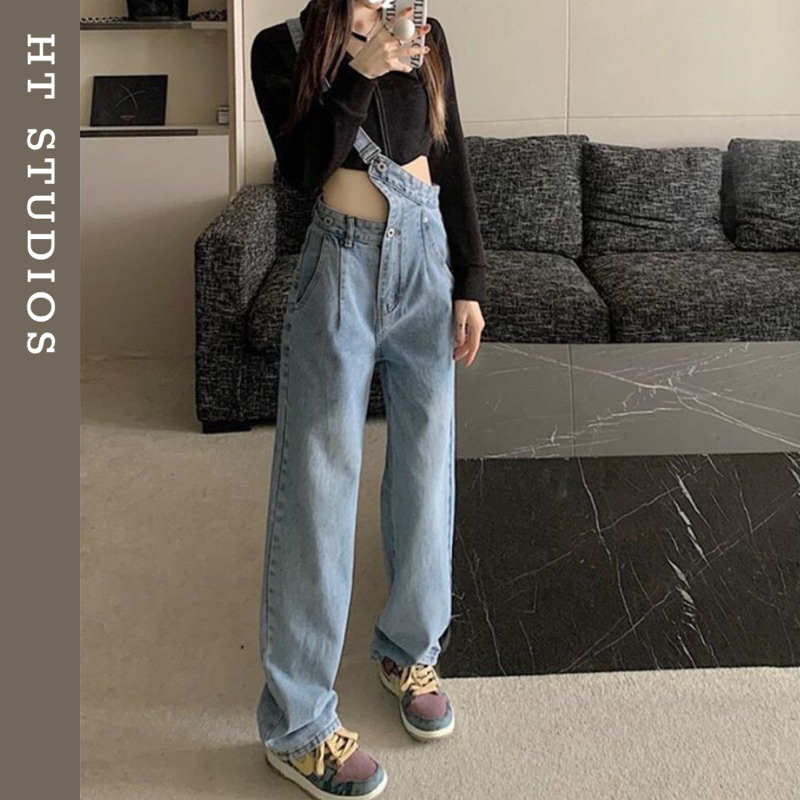 (Sẵn)Quần Yếm Jeans Xanh 1 Quai Cá Tính