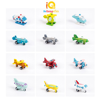 Set 12 máy bay đồ chơi mini bằng gỗ cho bé hàng gia công cao cấp BeThongMinh