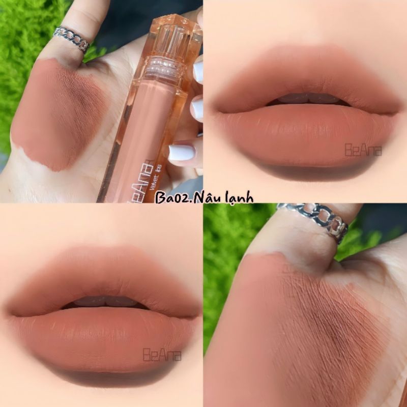 Son môi lì màu nude tây, son màu nude BEANA BA02 mềm mịn lâu trôi giá rẻ