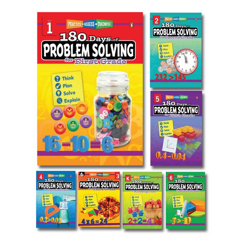 180 Days of Problem Solving (Kỹ năng giải quyết vấn đề) - Từ Grade K đến Grade 6 (khổ A4)