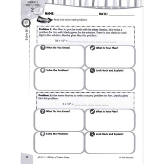 180 Days of Problem Solving (Kỹ năng giải quyết vấn đề) - Từ Grade K đến Grade 6 (khổ A4)