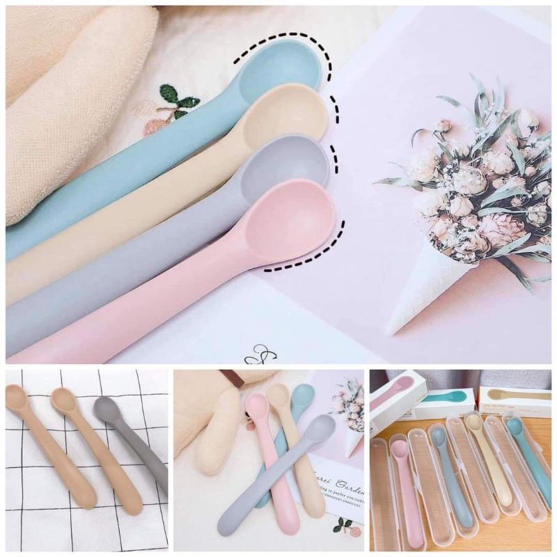 Thìa muỗng ăn dặm silicon Poled cao cấp Hàn Quốc chính hãng