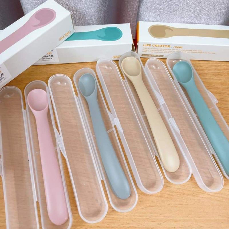Thìa muỗng ăn dặm silicon Poled cao cấp Hàn Quốc chính hãng