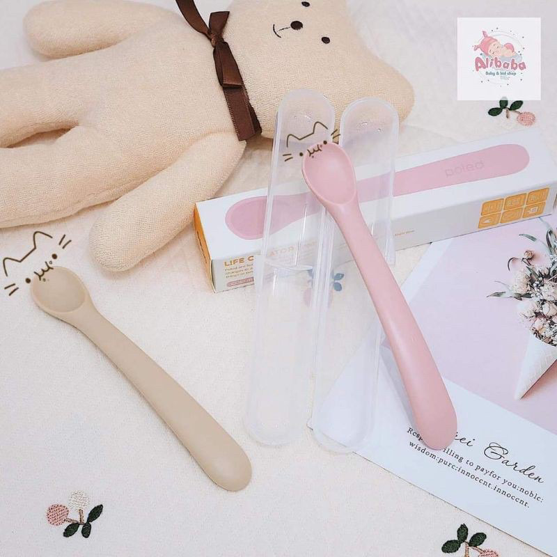 Thìa muỗng ăn dặm silicon Poled cao cấp Hàn Quốc chính hãng