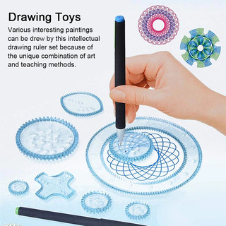 Bộ thước vẽ họa tiết sáng tạo 28 chi tiết Spirograph, thước vẽ kiểu xoắn ốc sáng tạo