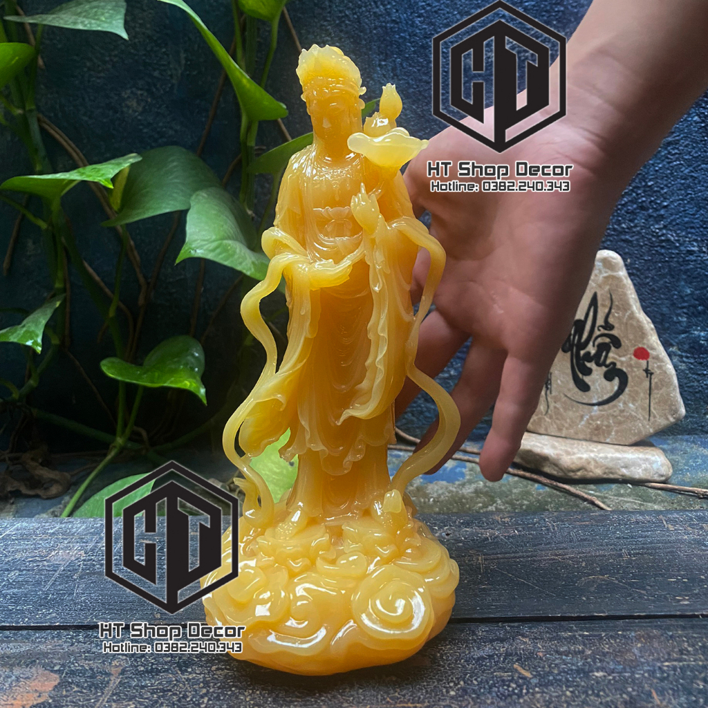 Tôn Tượng Đại Thế Chí Bồ Tát  Vàng ngọc Cao 23cm Thờ Cúng Phong Thủy