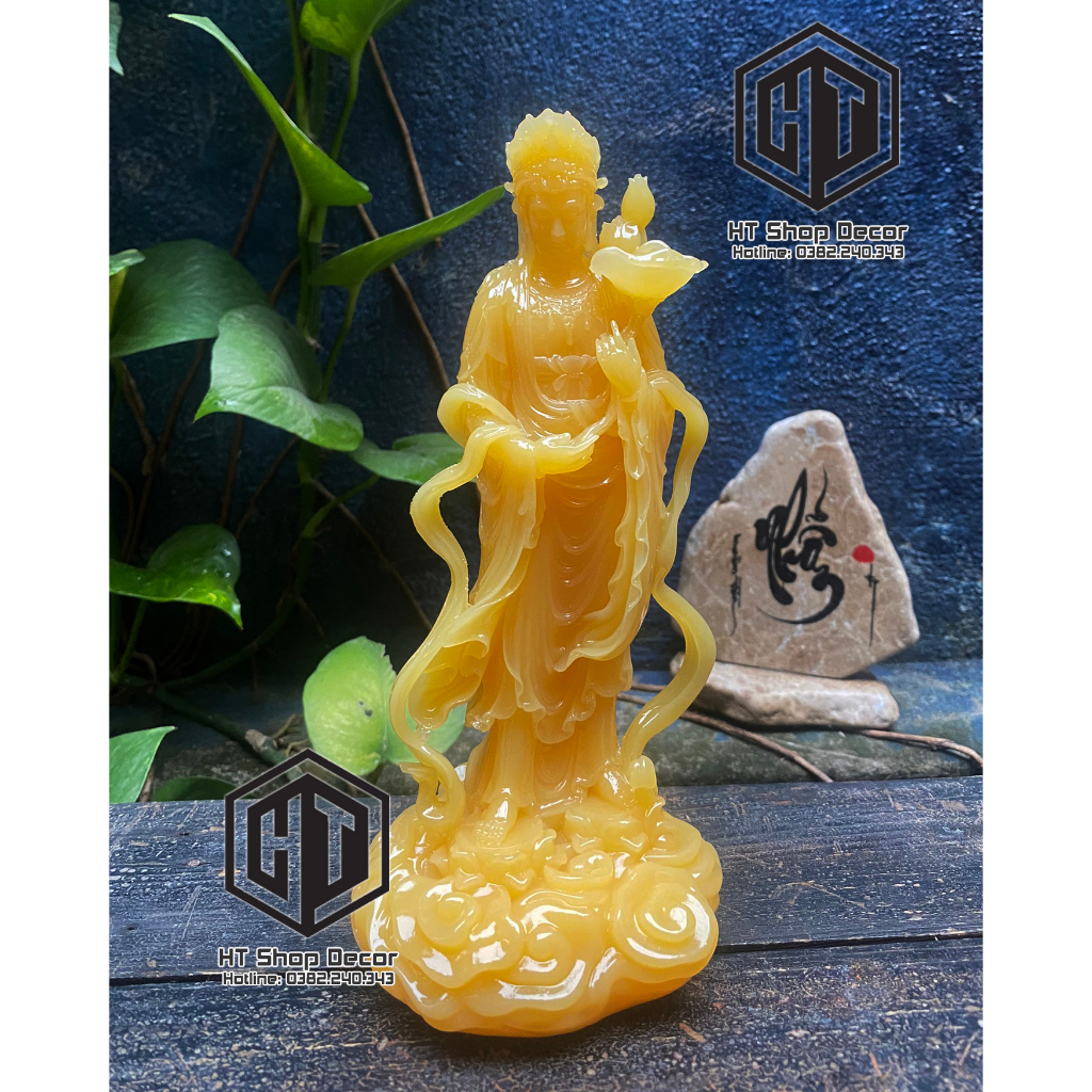 Tôn Tượng Đại Thế Chí Bồ Tát  Vàng ngọc Cao 23cm Thờ Cúng Phong Thủy