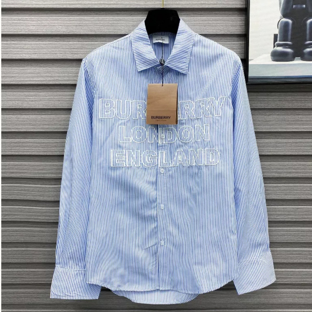 Áo Sơ Mi Nam Nữ Kẻ Xanh In Nhiệt Hoạ Tiết BBR Siêu Hit 2023, Cotton, N57