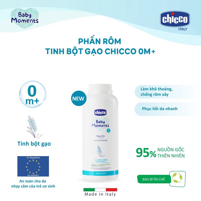 Phấn Rôm Tinh Bột Gạo Chicco cho bé 0M+