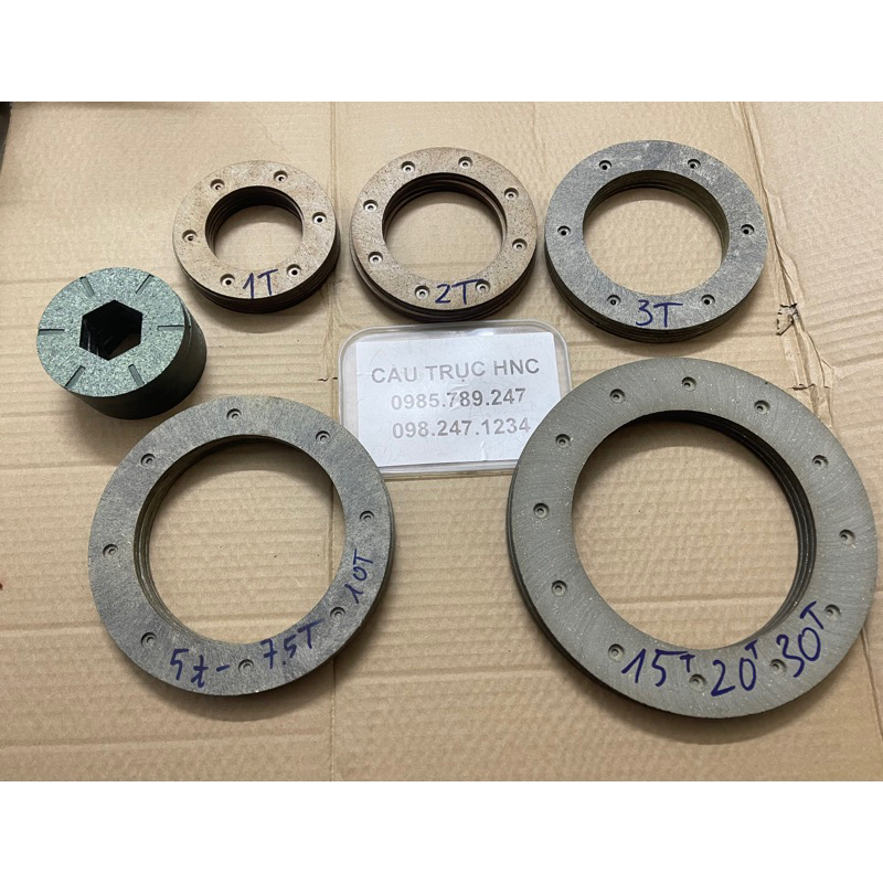Má Phíp phanh, bố thắng cho pa lăng, cầu trục 1 tấn, 2 tấn, 3 tấn, 5 tấn, 7 tấn, 10 tấn, 15 tấn, 20T, 30T (đĩa phanh)