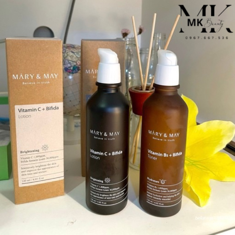 TONER PHỤC HỒI ,DƯỠNG TRẮNG MARY&MAY VITAMIN B5 +BIFIDA