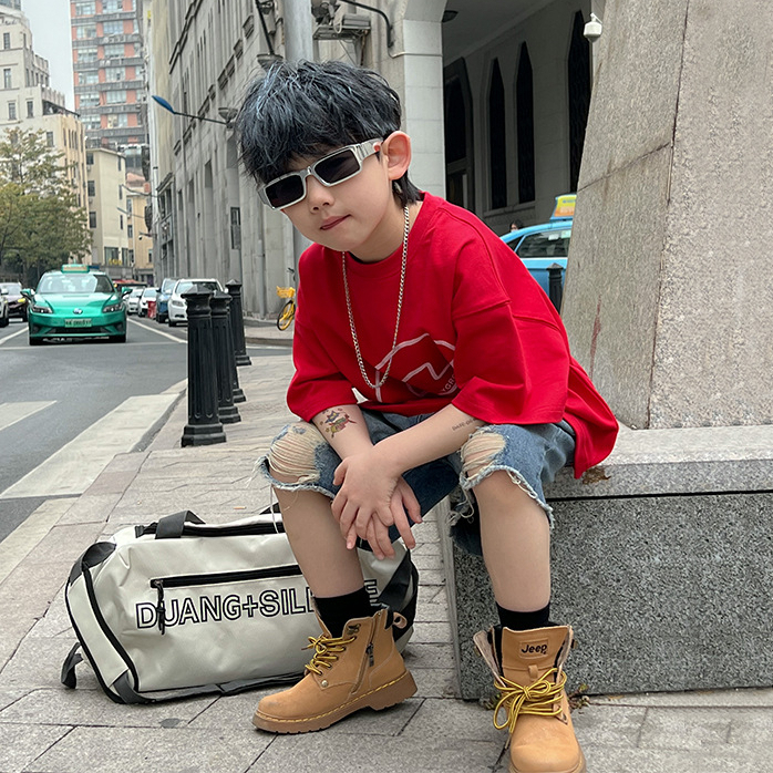 Áo thun cộc tay bé trai chữ C A298 size 100-150, áo phông trẻ em quảng châu cao cấp