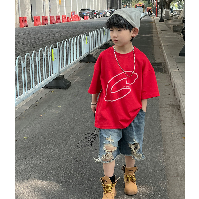 Áo thun cộc tay bé trai chữ C A298 size 100-150, áo phông trẻ em quảng châu cao cấp